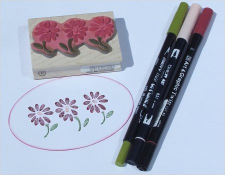 rubber stamping with colour
